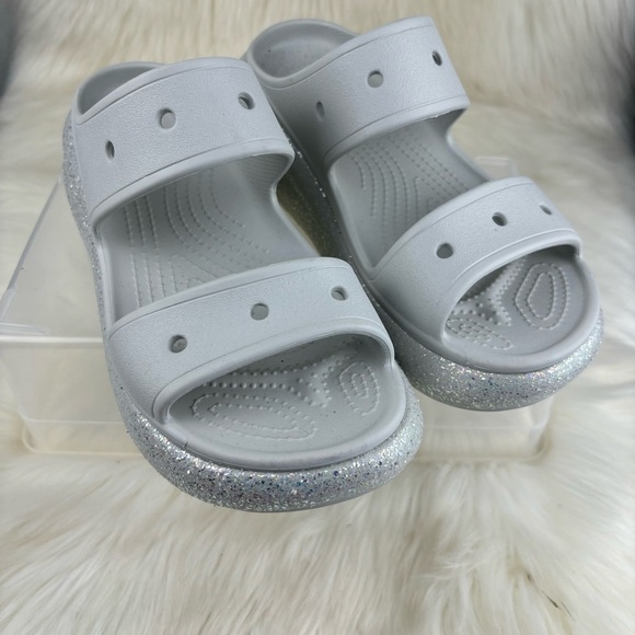 CROCS CLASSIC CRUSH GLITTER WEDGE SANDALS -SLIPON SHOES SIZE 9W-7M - Picture 5 of 8